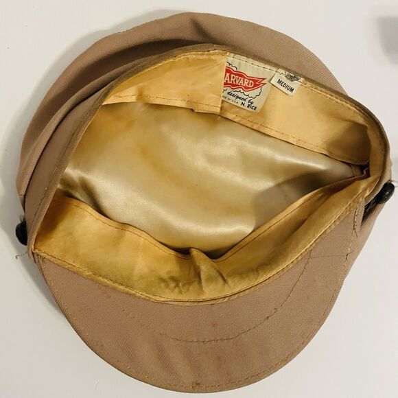 VINTAGE Harvard N. Rice Golf Driver Hat Newsboy Flat Cap Medium Needs Reshaped - Picture 3 of 5